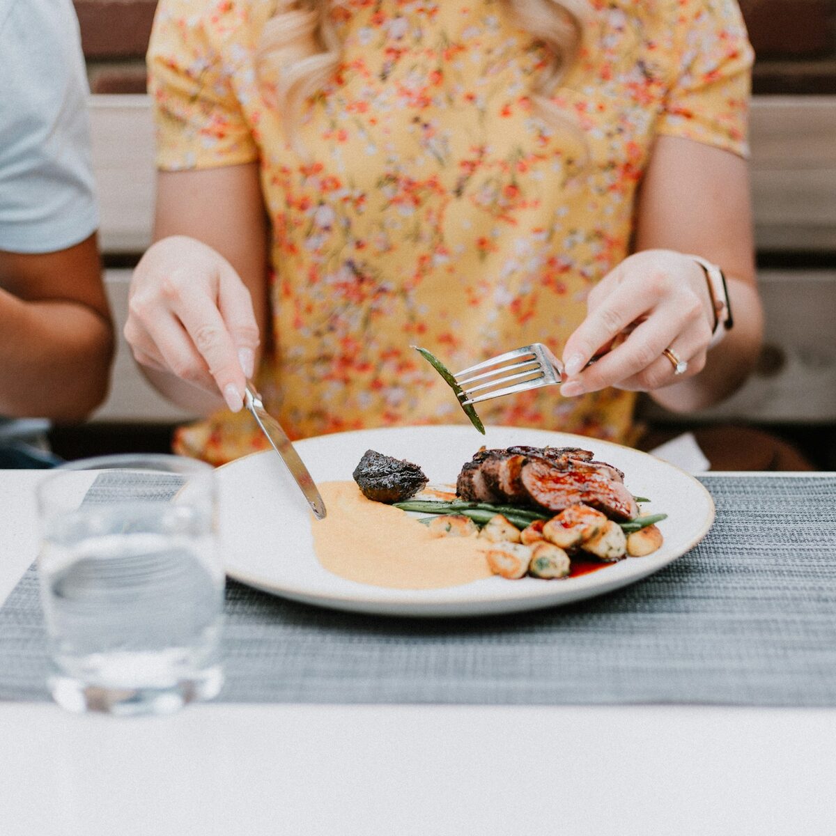 Friends enjoying a meal at a restaurant